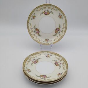 Noritake Arlene Saucer for Cream Soup Bowl Floral W/ Gold Accent Japan Set of 4